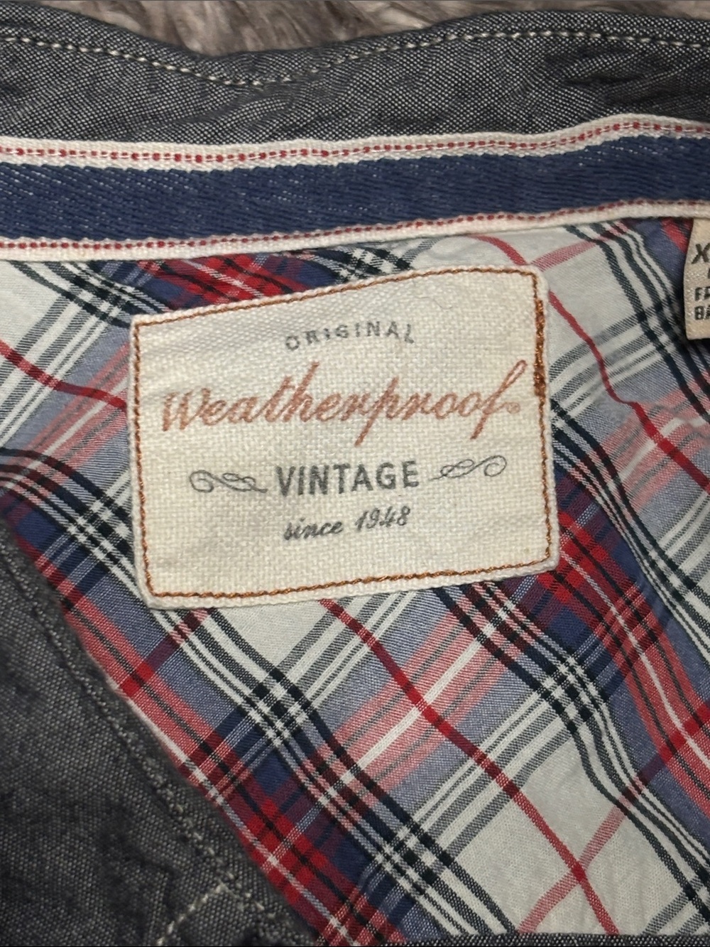 Weatherproof Vintage XXL Mens Charcoal Grey Chambray Button Down Shirt - Picture 2 of 5